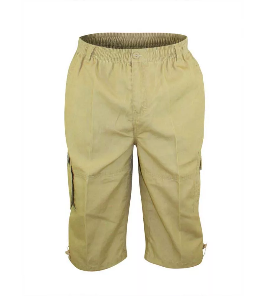 D555 Mens Stone Cargo Capri Pant With Leg Pockets (MASON STONE)